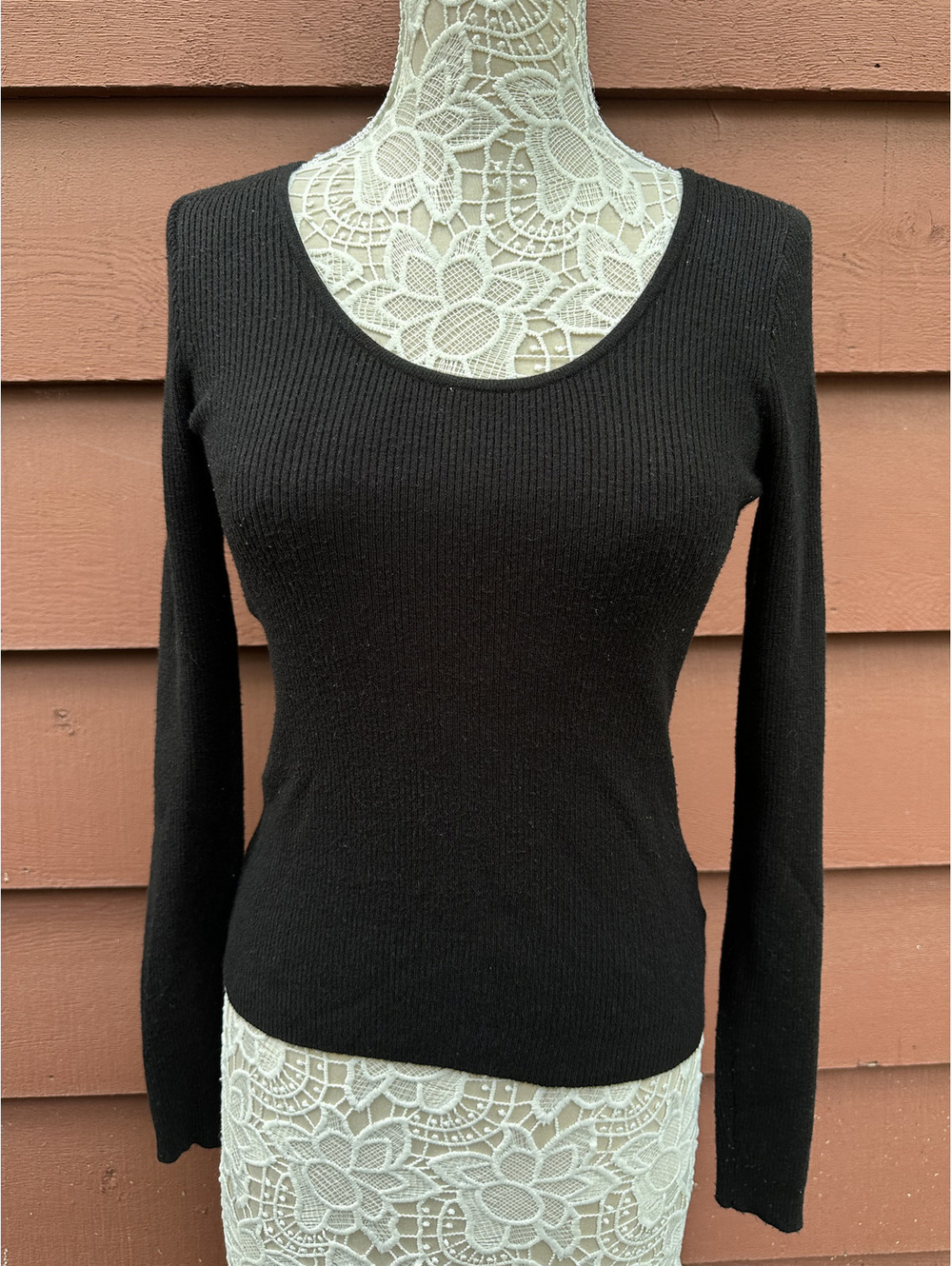 Express Black Ribbed‎ Long Sleeve Scoop Neck Sweater